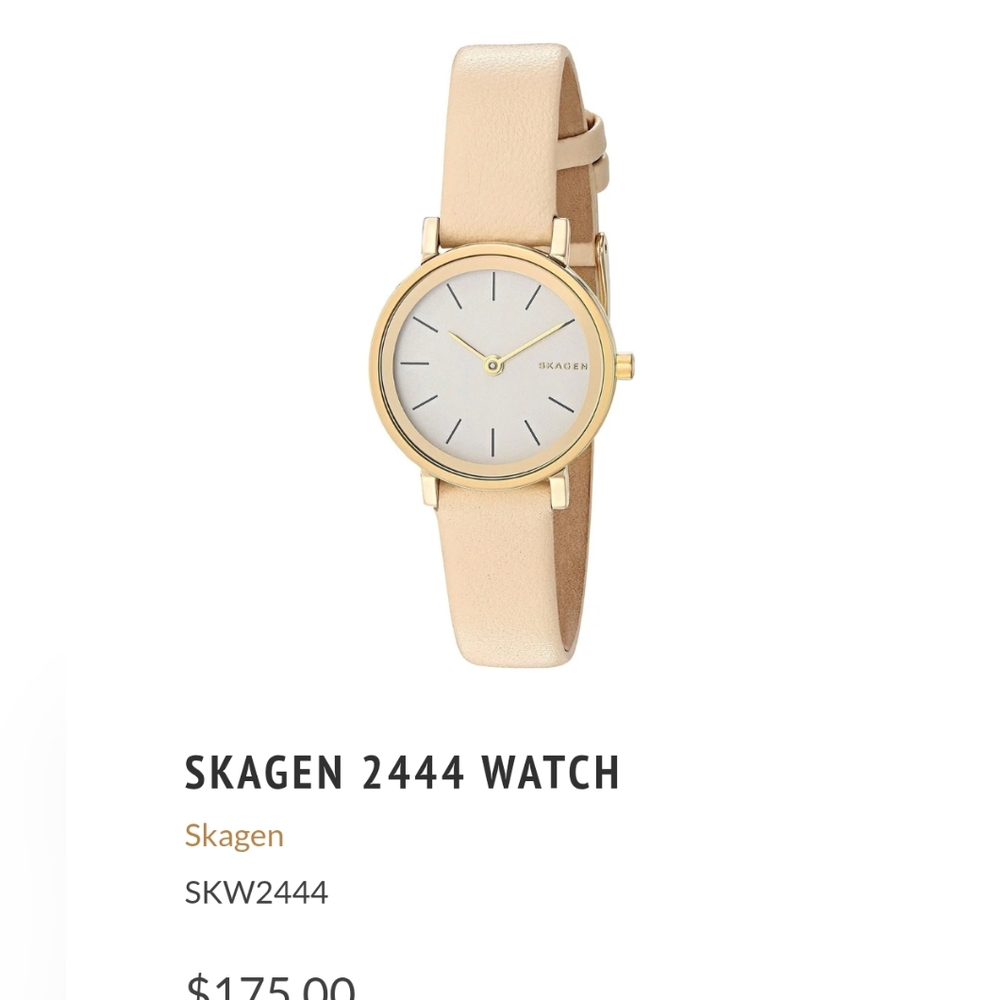 SKAGEN cream/yellow leather watch